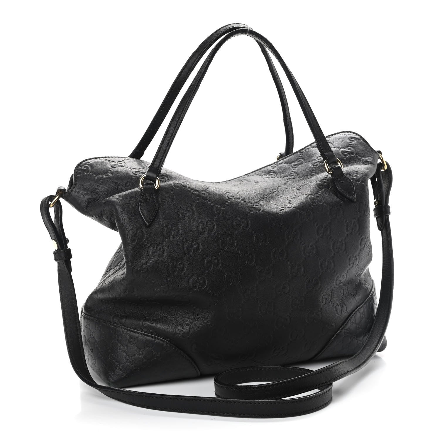 Gucci Guccissima Medium Bree Foldover Tote Black 2 of 15
