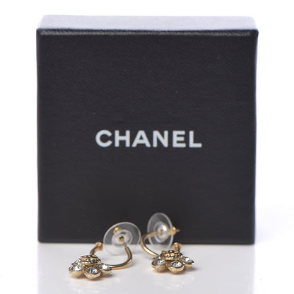 Chanel Crystal CC Flower Dangle Earrings Gold 5 of 5
