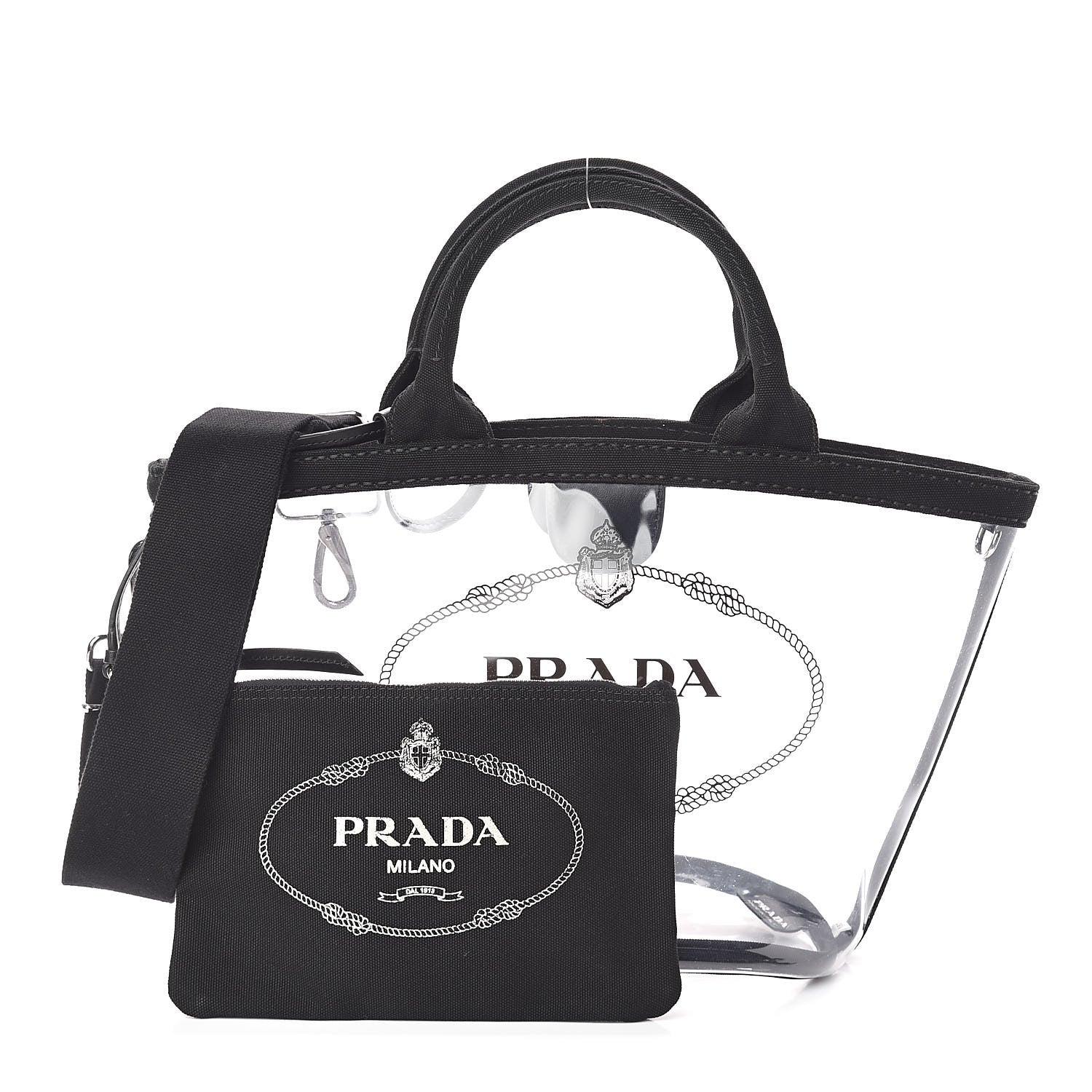 Prada Plexiglass Canapa Small Shopper Tote Black 7 of 10