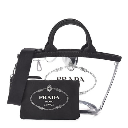 Prada Plexiglass Canapa Small Shopper Tote Black 7 of 10