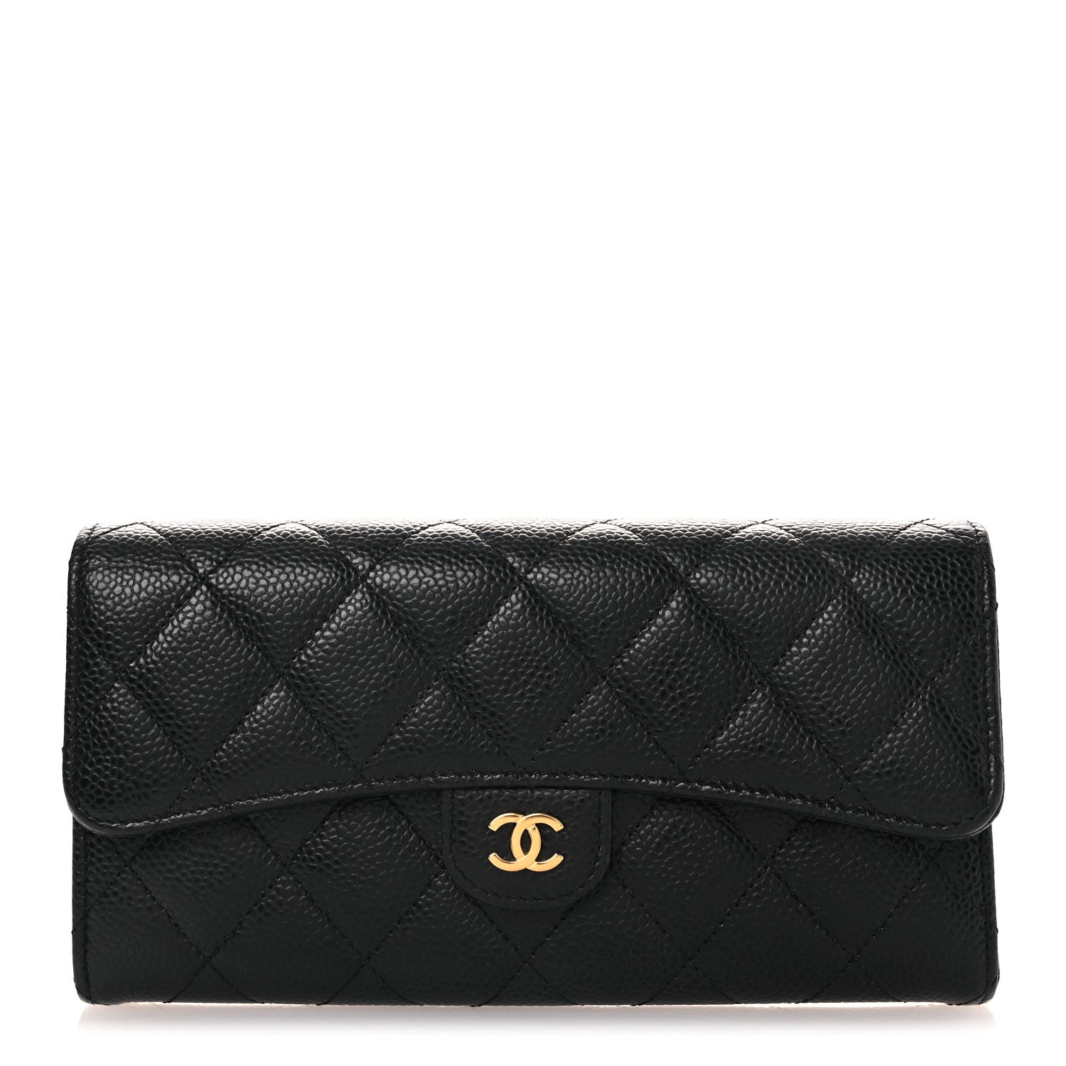 Chanel Caviar Quilted Large Gusset Flap Wallet Black 1 of 9