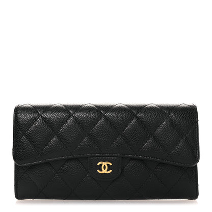 Chanel Caviar Quilted Large Gusset Flap Wallet Black 1 of 9