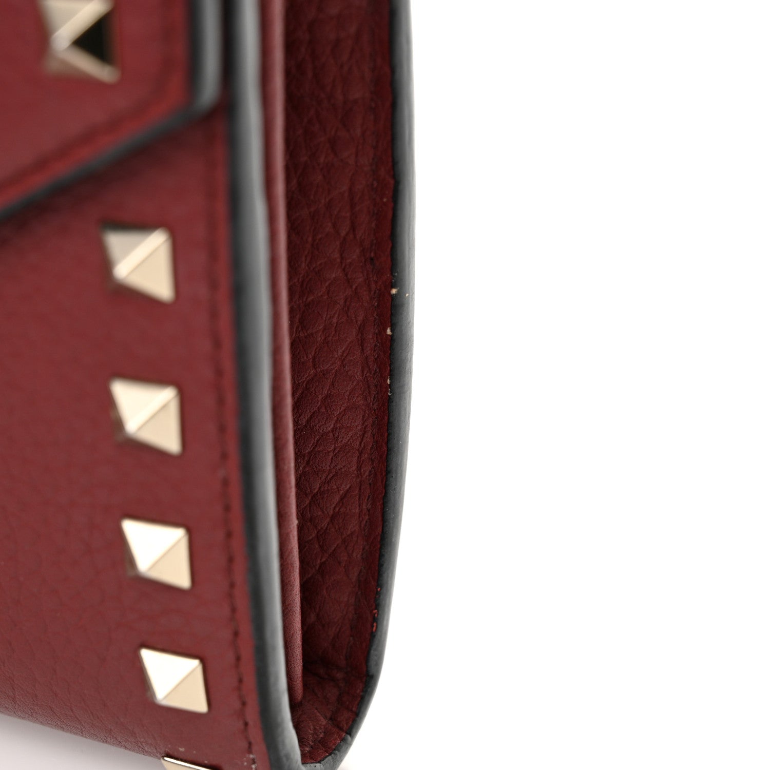 Valentino Garavani Pebbled Calfskin Rockstud Envelope Wallet on Chain Rubino 13 of 13
