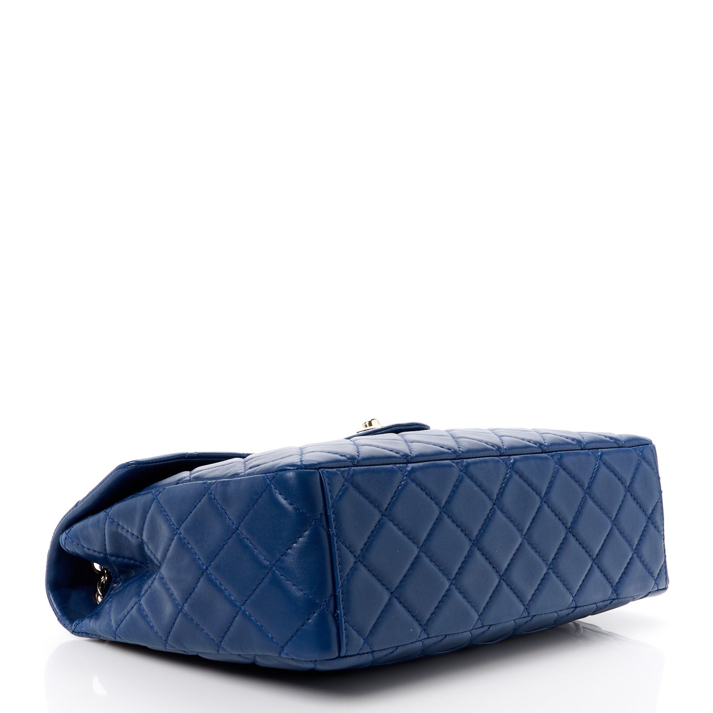 Lambskin Quilted Maxi Single Flap Marine Fonce