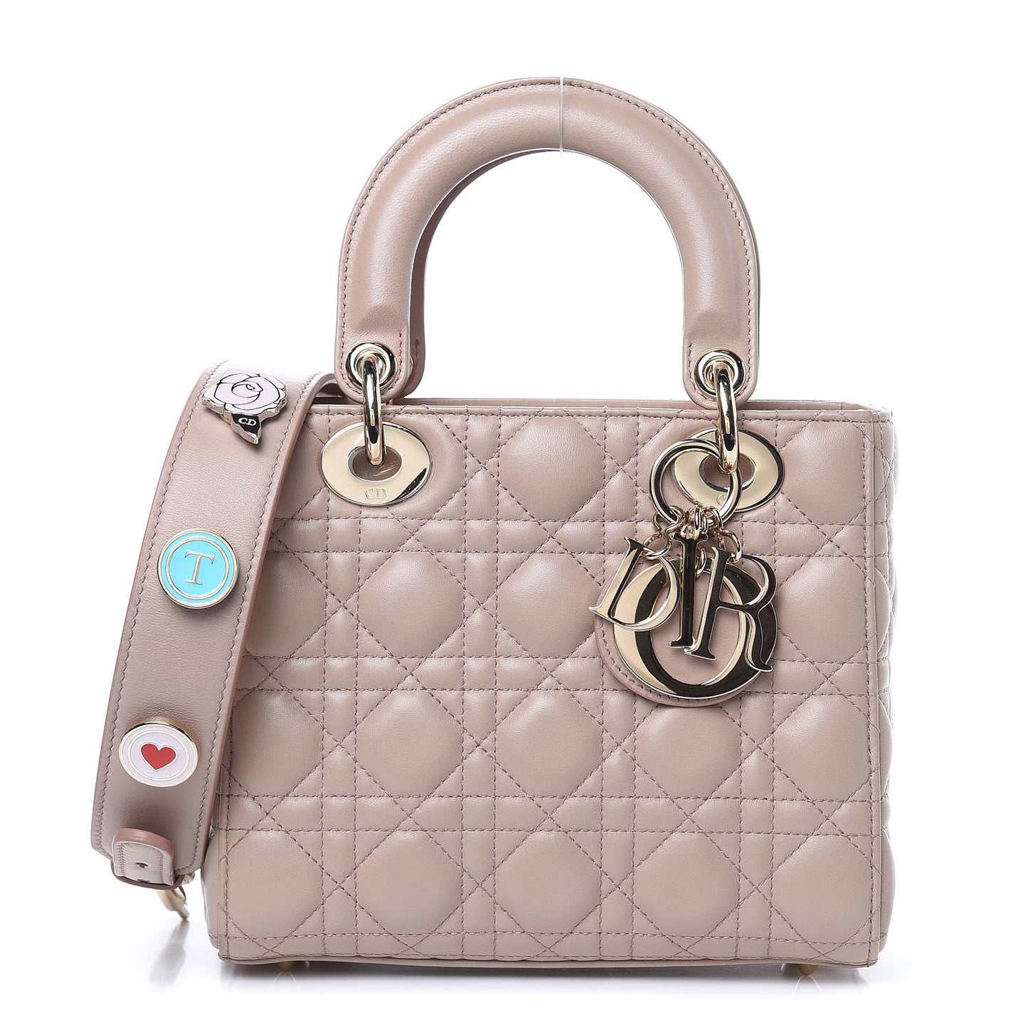 Lambskin Cannage Small Lucky Badges My Lady Dior Taupe