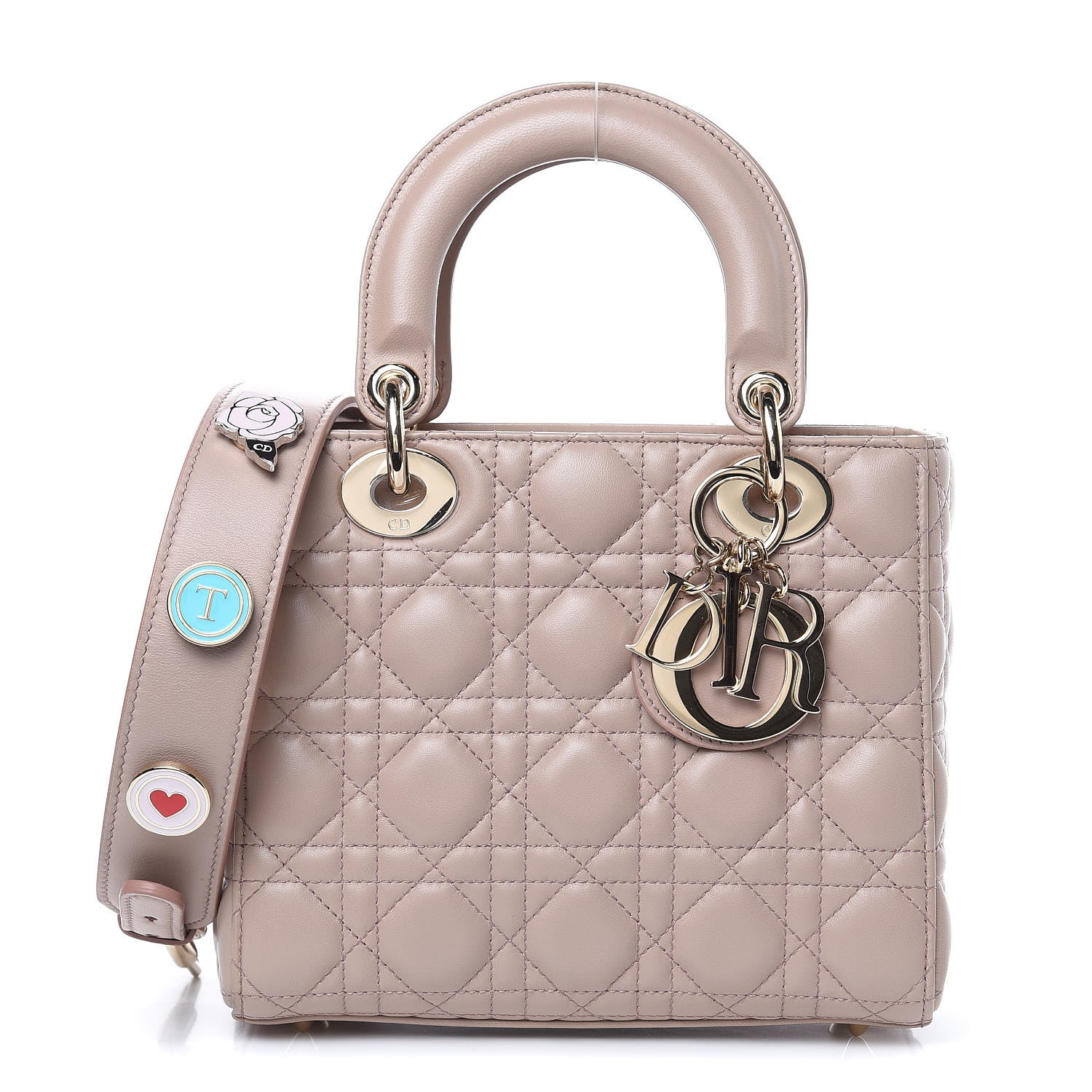 Christian Dior Lambskin Cannage Small Lucky Badges My Lady Dior Taupe 1 of 13