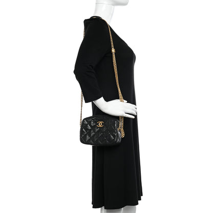 Chanel Lambskin Quilted Mini Pillow Crush Camera Case Black 2 of 11