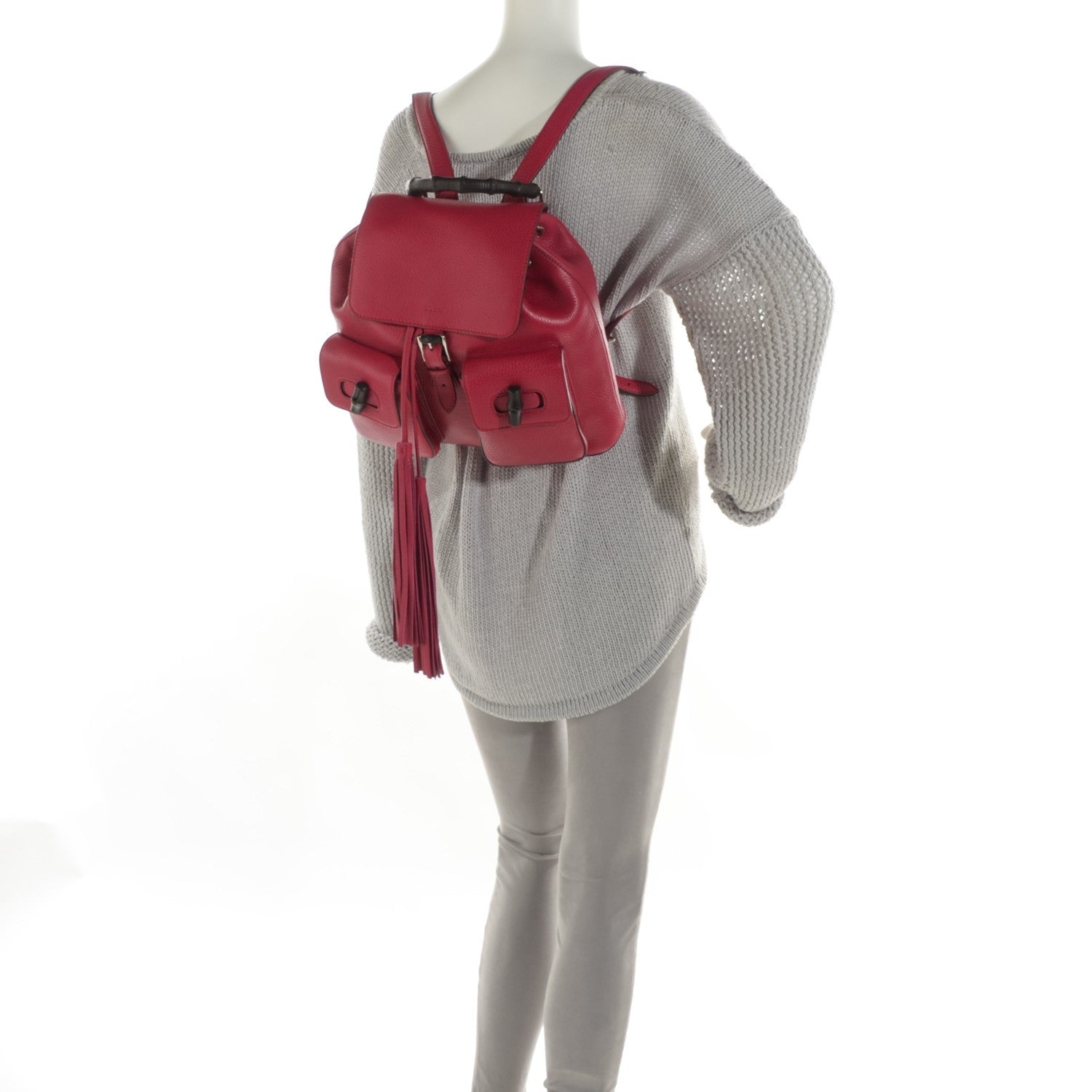 Gucci Cellarius Calfskin Medium Bamboo Backpack Petunia 2 of 7