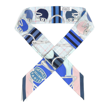 Hermes Silk Tatersale Twilly Petrole Ciel Rose Poudre 1 of 4