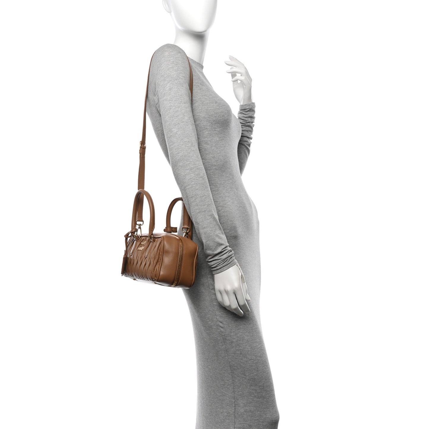 Nappa Matelasse Regular Arcadie Top Handle Bag Caramel