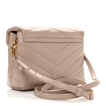 Saint Laurent Calfskin Y Quilted Monogram Toy Loulou Crossbody Bag Latte 2 of 12