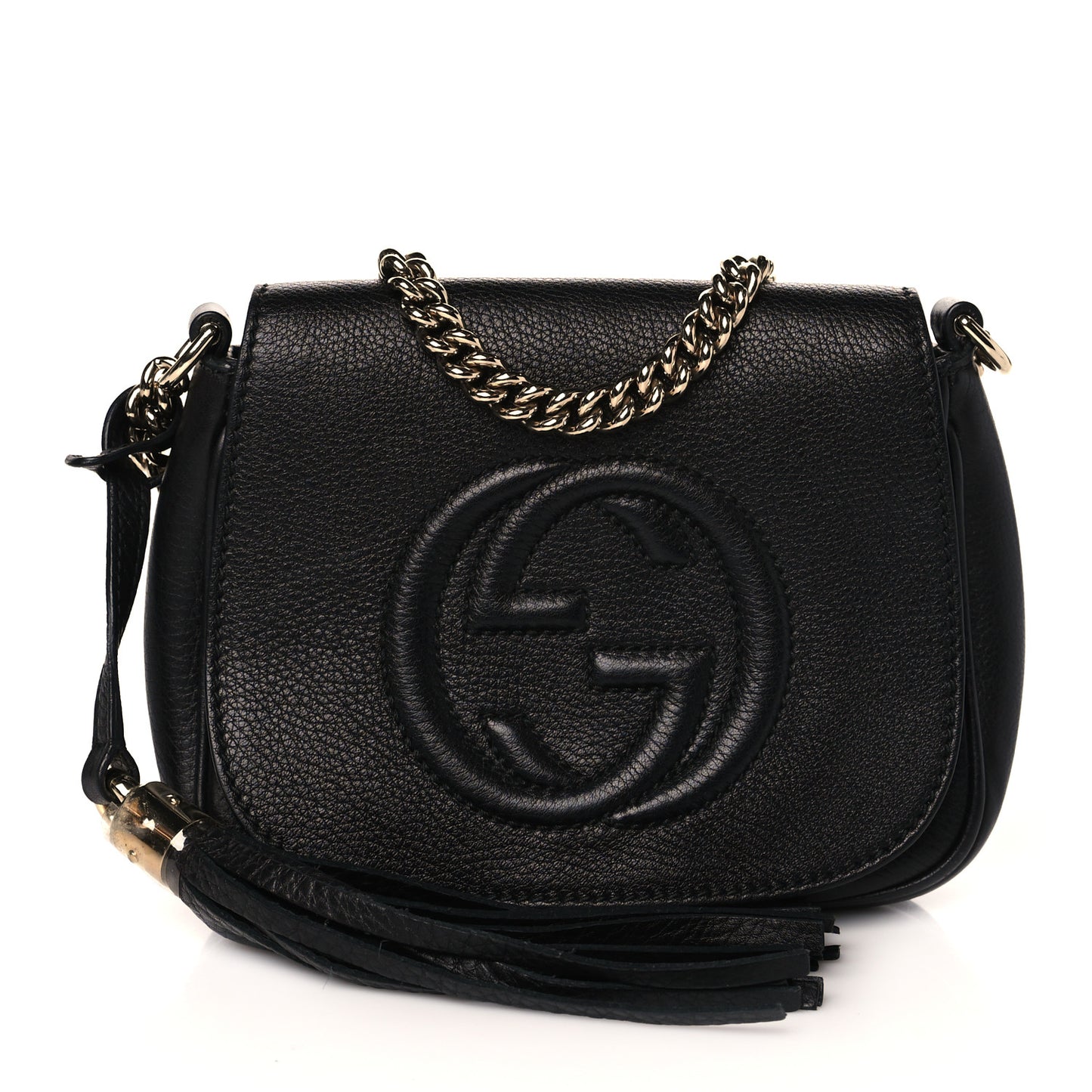 Pebbled Calfskin Small Soho Flap Crossbody Black
