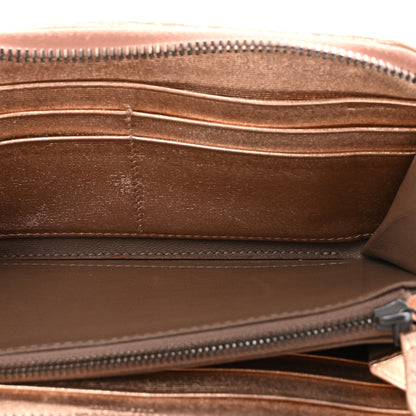 Bottega Veneta Metallic Grosgrain Intrecciato Zip Around Wallet Rose Gold 5 of 6