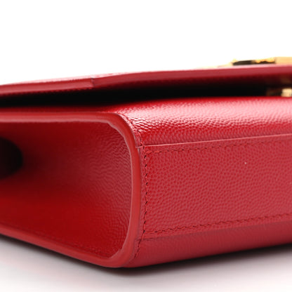 Saint Laurent Grain De Poudre Small Monogram Kate Satchel Red 7 of 8