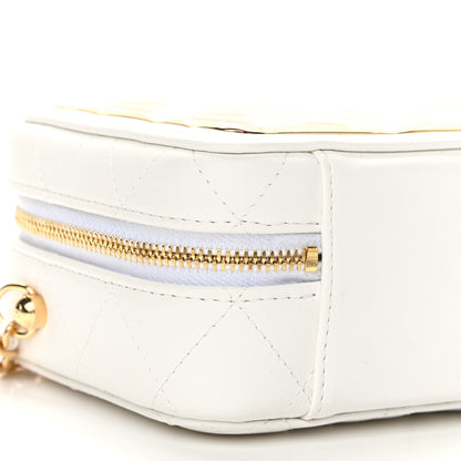 Chanel Lambskin Quilted Golden Plate Clutch With Chain White 8 of 10