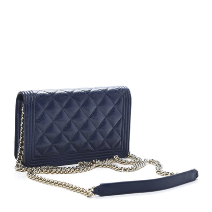 Chanel Caviar Quilted Boy Wallet On Chain WOC Navy 3 of 15