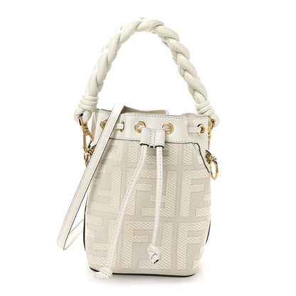 Fendi Canvas Nappa F is Fendi FF Embroidered Mini Mon Tresor Bucket Bag White Ice 1 of 11