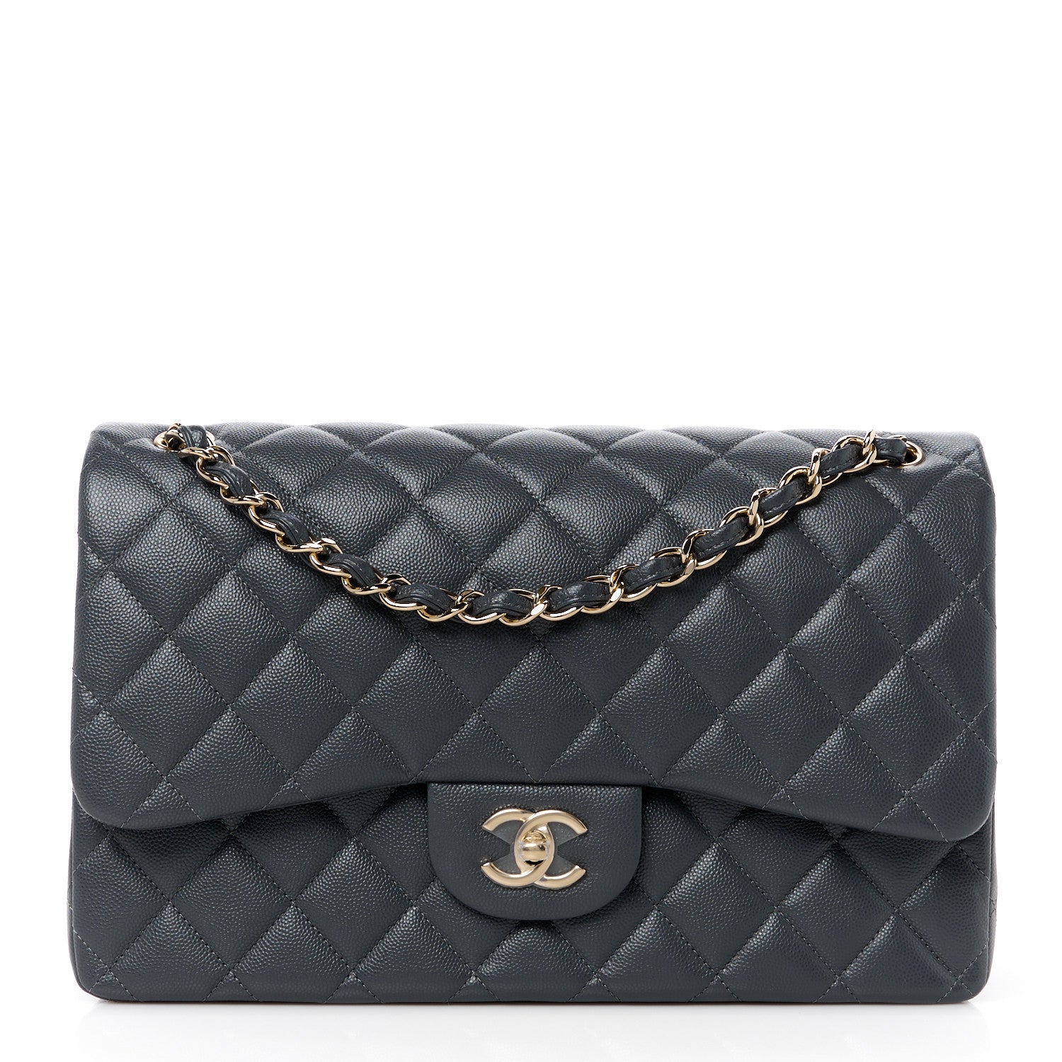 Chanel Caviar Quilted Jumbo Double Flap Dark Grey 1 of 11