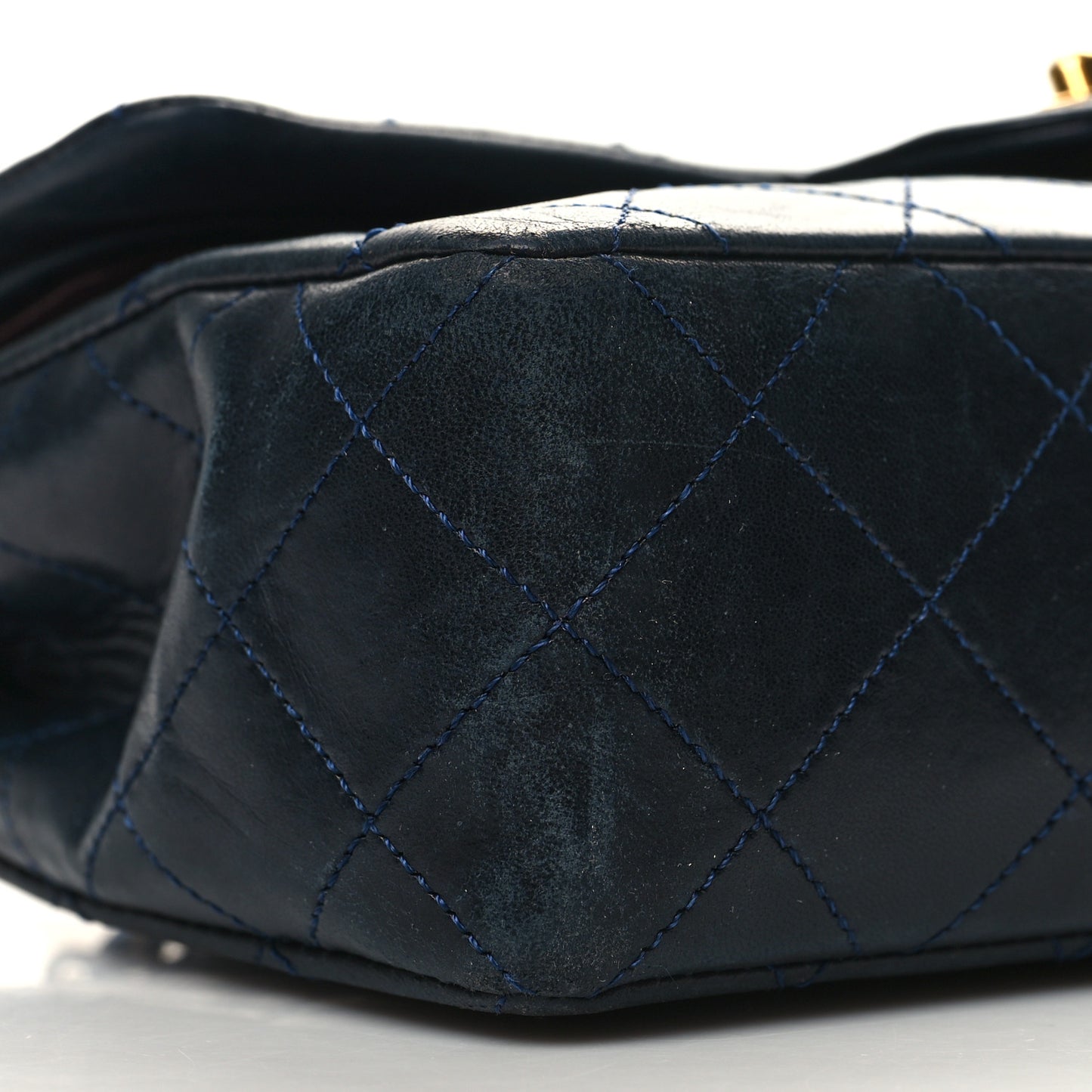 Lambskin Quilted Small Double Flap Navy