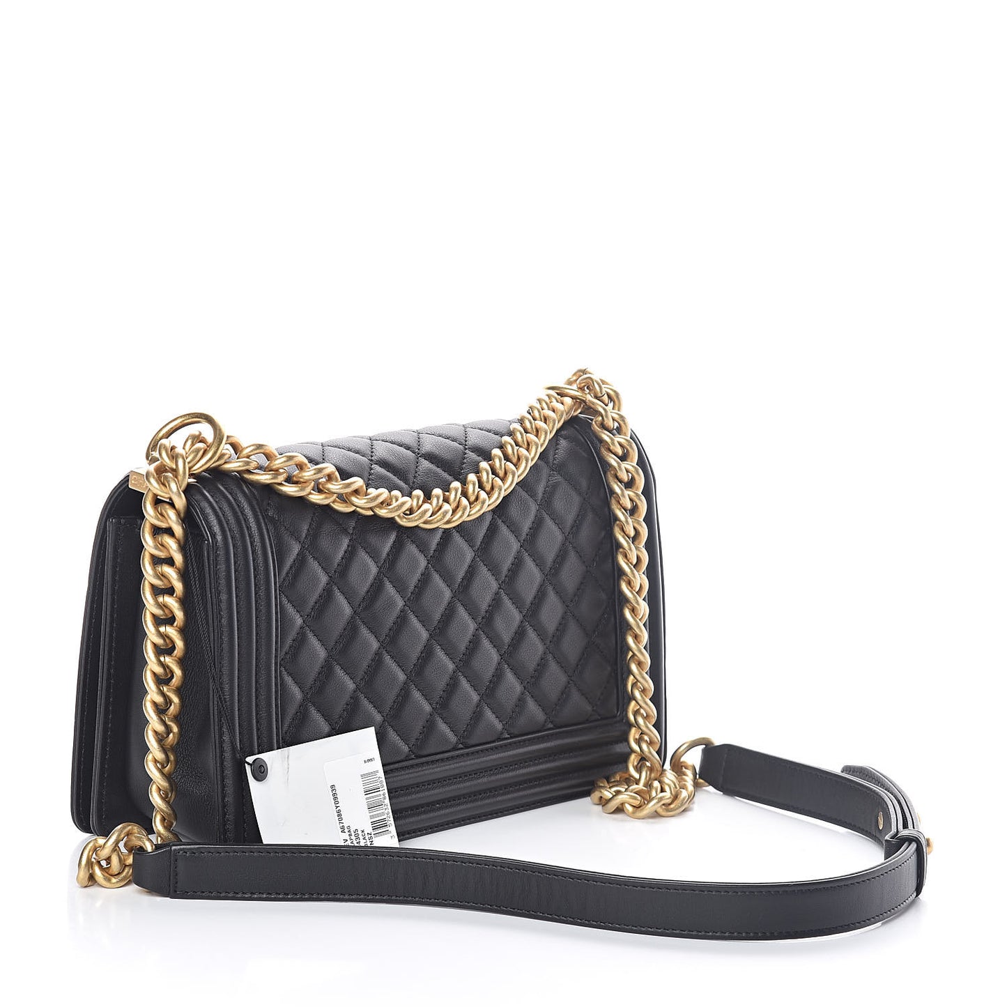 Lambskin Quilted Medium Boy Flap Black