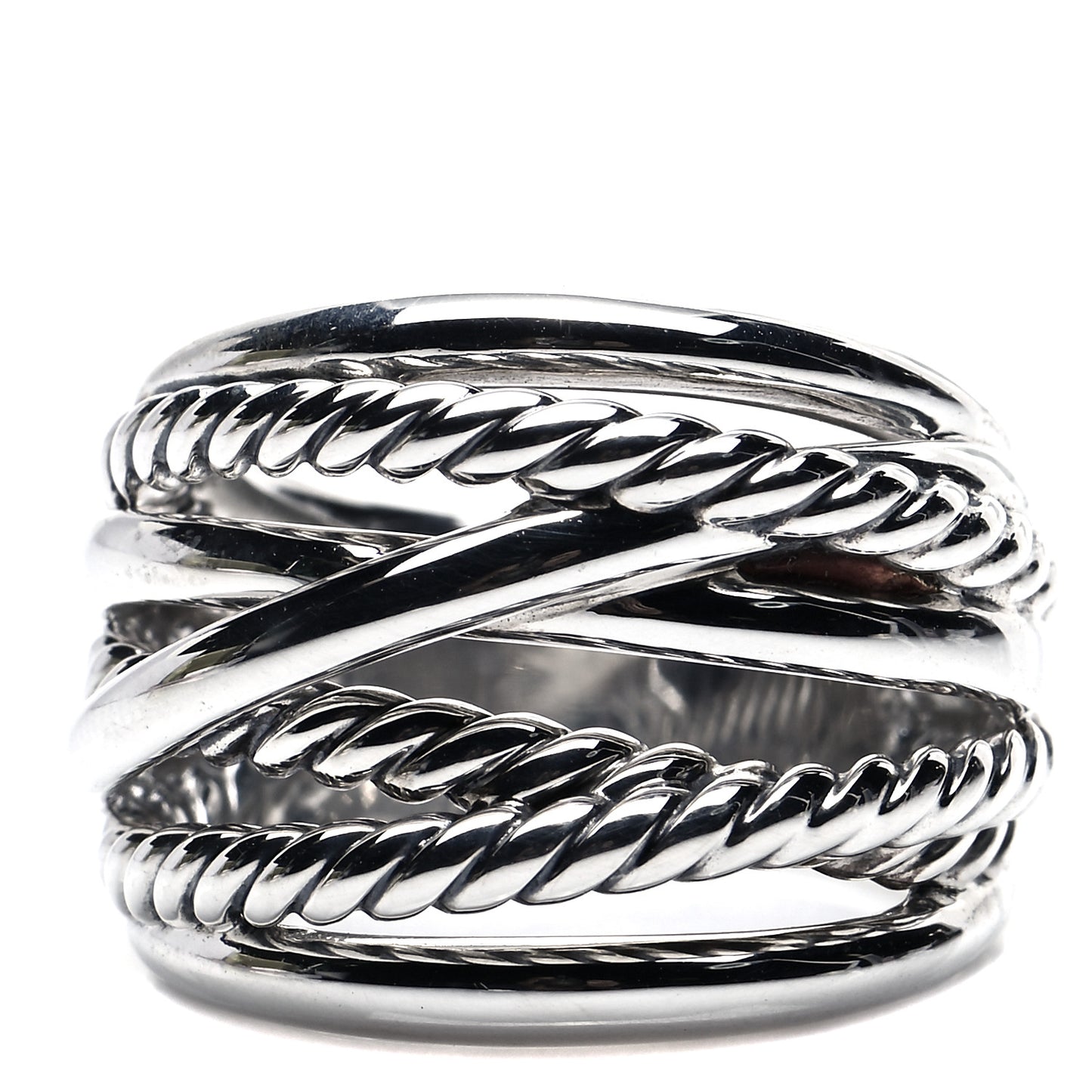 Sterling Silver 18mm Wide Crossover Cable Ring 51 5.75