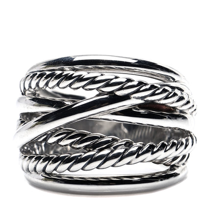 David Yurman Sterling Silver 18mm Wide Crossover Cable Ring 51 5.75 1 of 4
