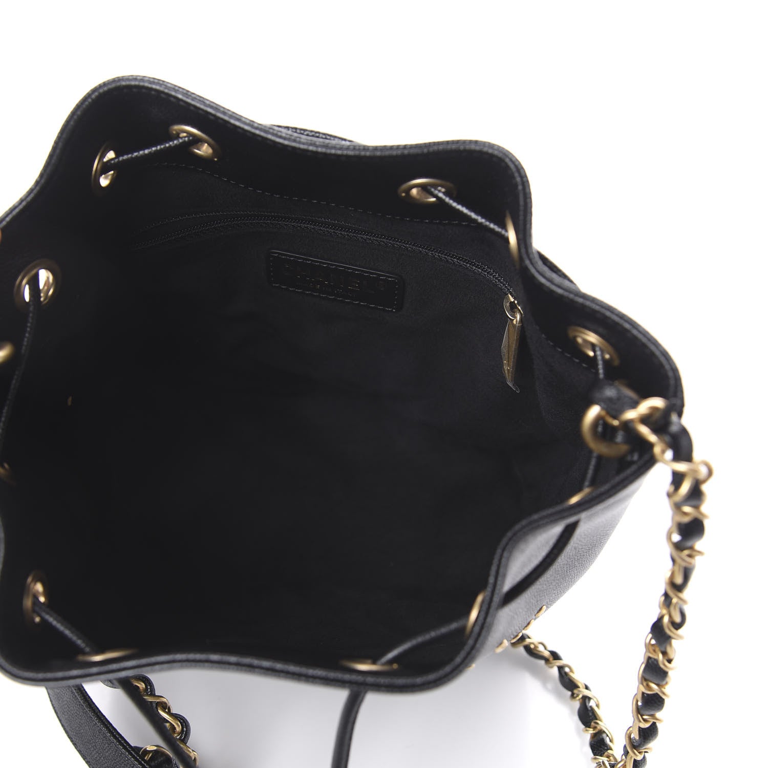 Chanel Caviar Deauville Drawstring Bucket Bag Black 4 of 9