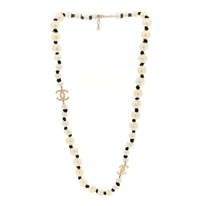 Chanel Pearl Grosgrain CC Long Necklace Gold 1 of 4