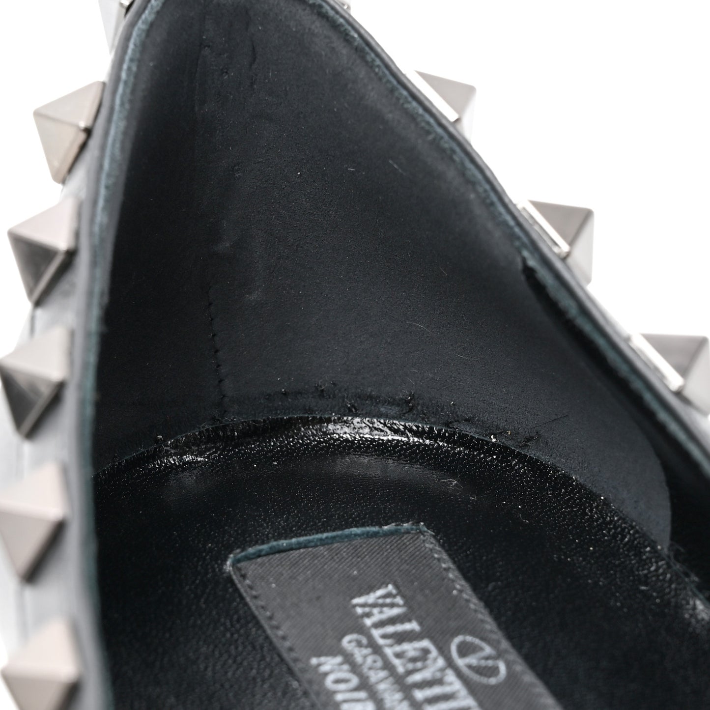 Calfskin Lacquered Monochrome Rockstud Ballerina Flats 39 Black