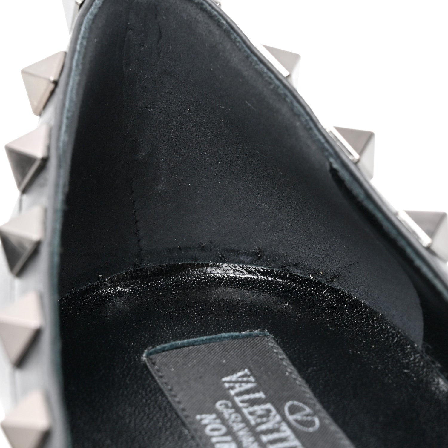 Valentino Garavani Calfskin Lacquered Monochrome Rockstud Ballerina Flats 39 Black 9 of 11