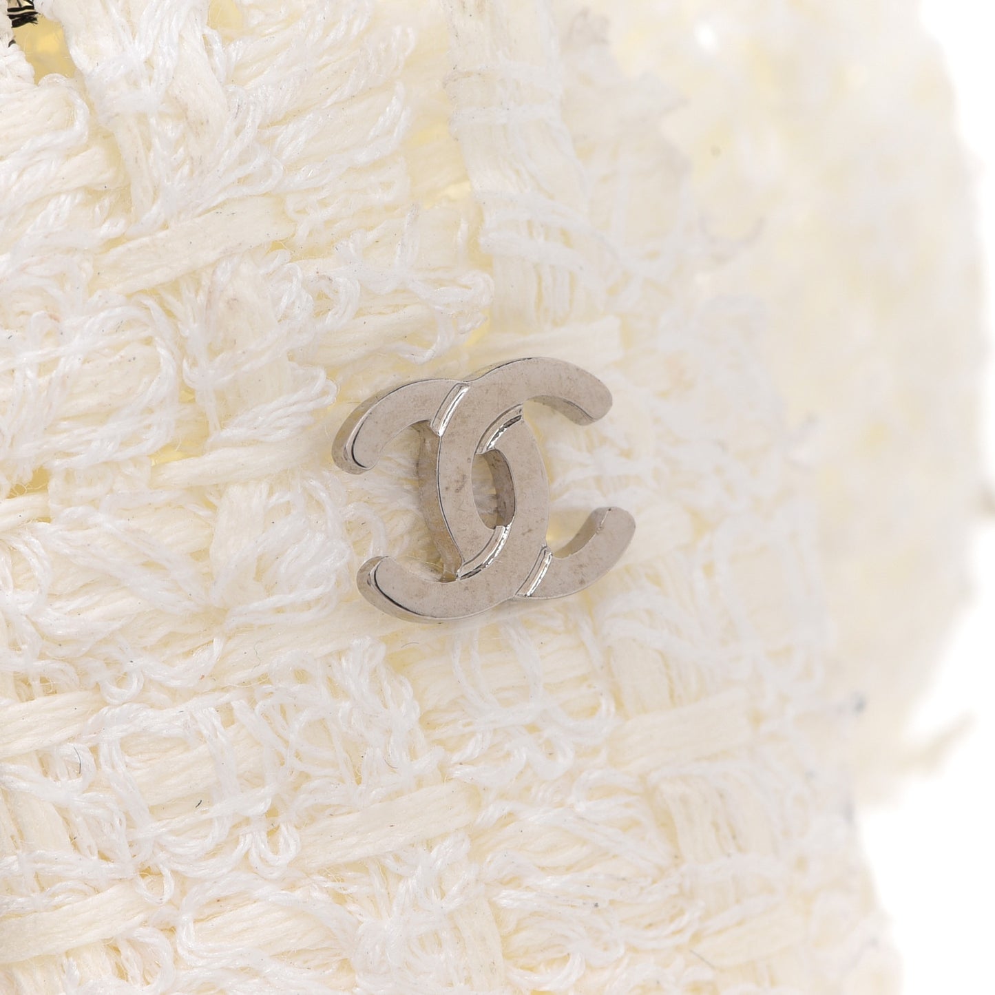 Fantasy Tweed Camellia Pin Brooch Ivory