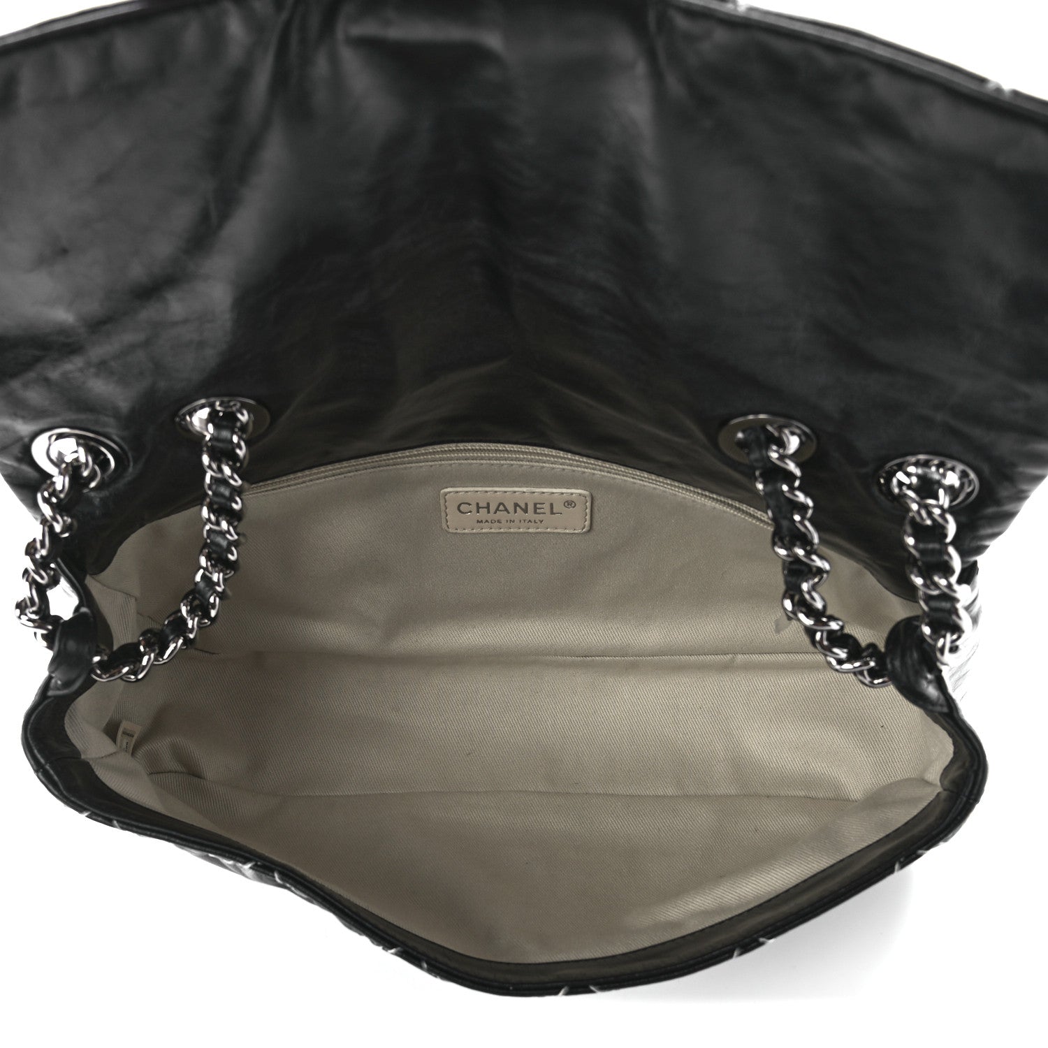 Chanel Glazed Goatskin Double Contrast Stitch Flap Black 4 of 10