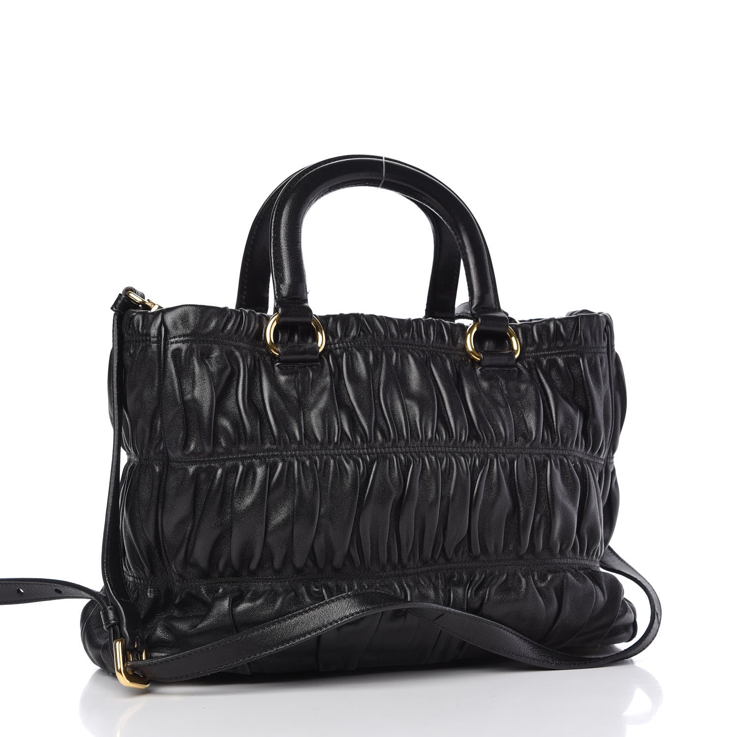 Prada Nappa Gaufre Top Handle Tote Black 3 of 10