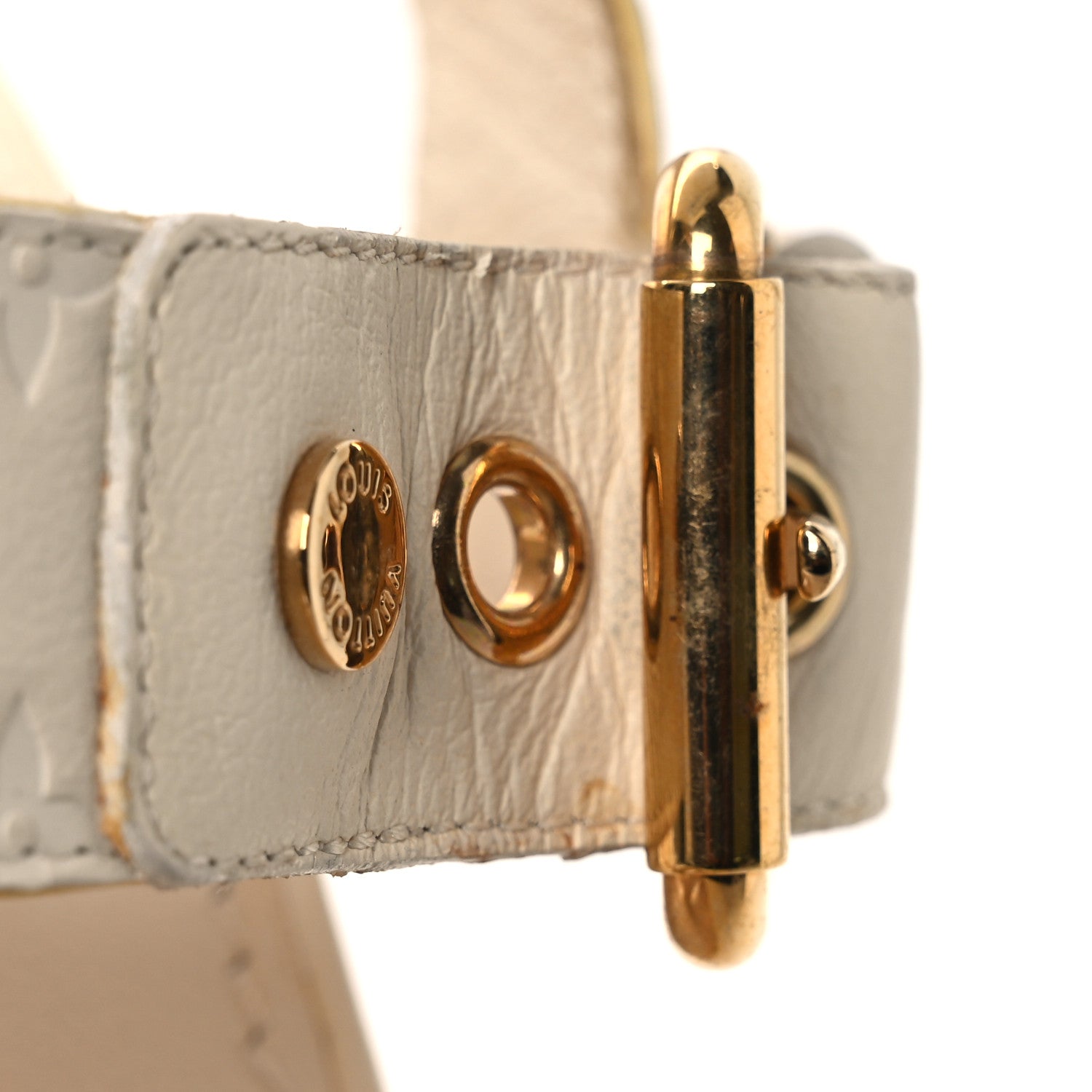 Louis Vuitton Calfskin Monogram Embossed Espadrille Wedge Sandals 36 White 14 of 15