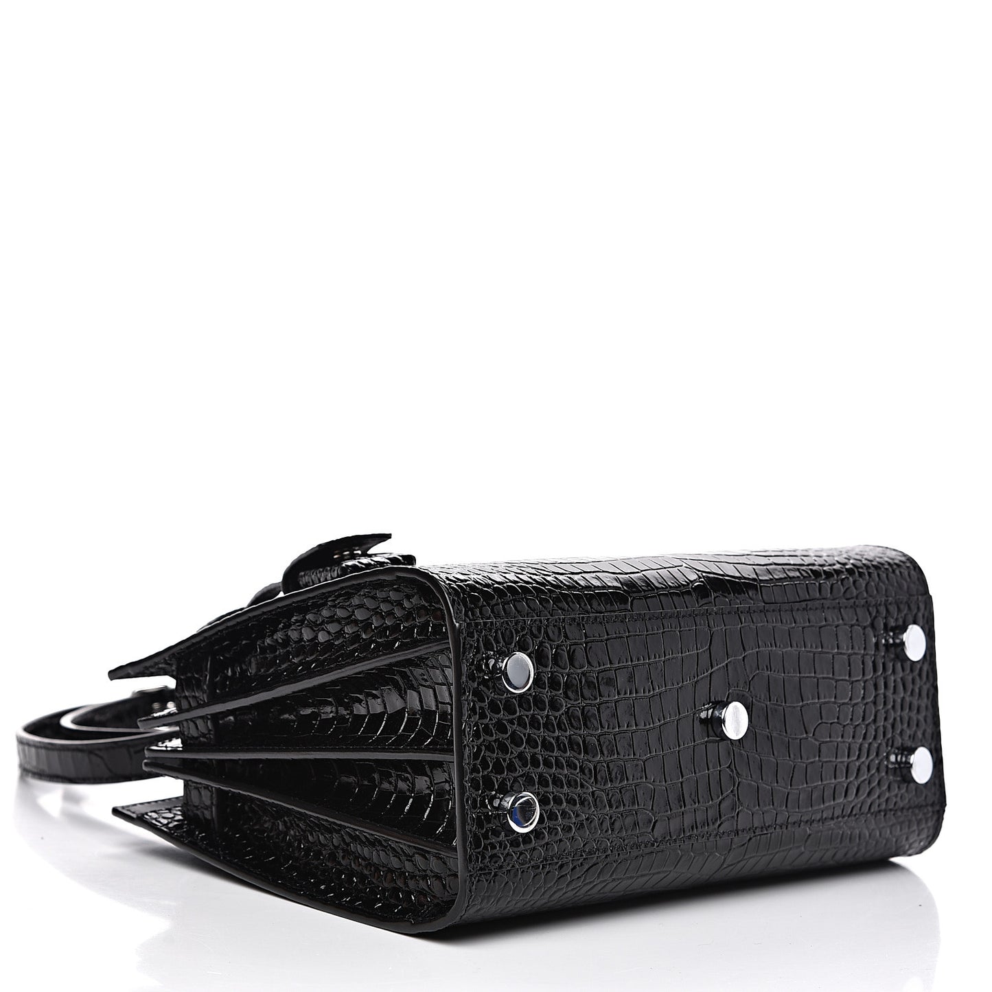 Calfskin Crocodile Embossed Nano Sac De Jour Black