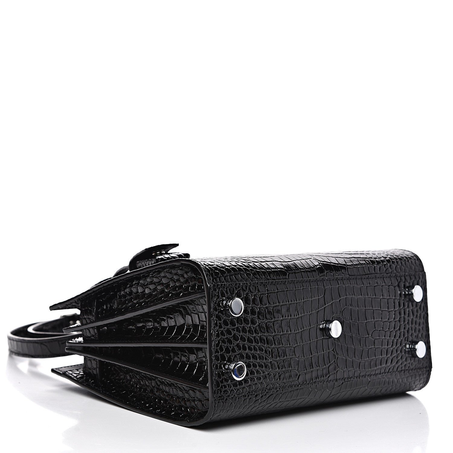 Saint Laurent Calfskin Crocodile Embossed Nano Sac De Jour Black 3 of 9
