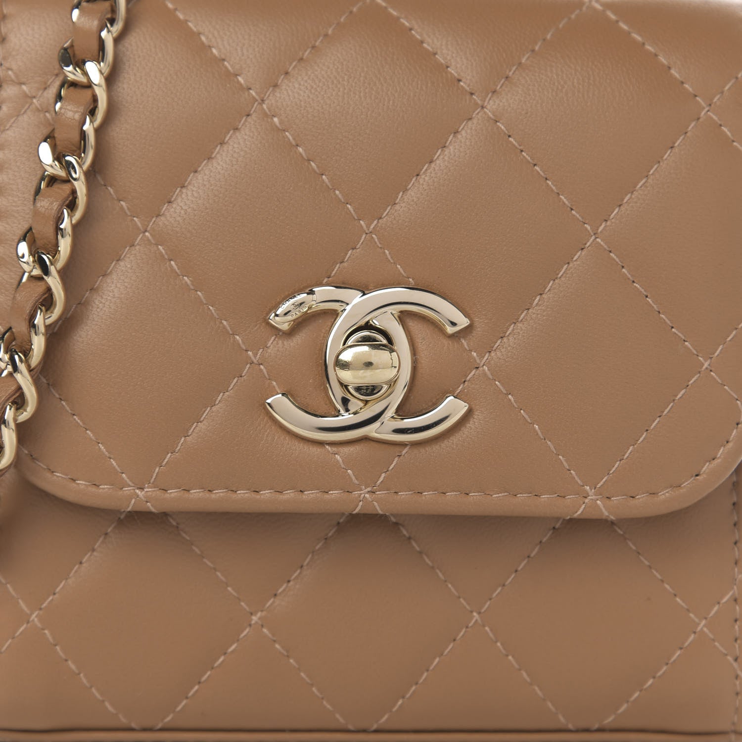 Chanel Lambskin Quilted Mini Trendy CC Chain Wallet Light Brown 10 of 10