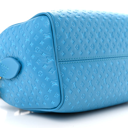 Louis Vuitton Calfskin Nanogram Embossed Speedy 20 Bleu 8 of 9