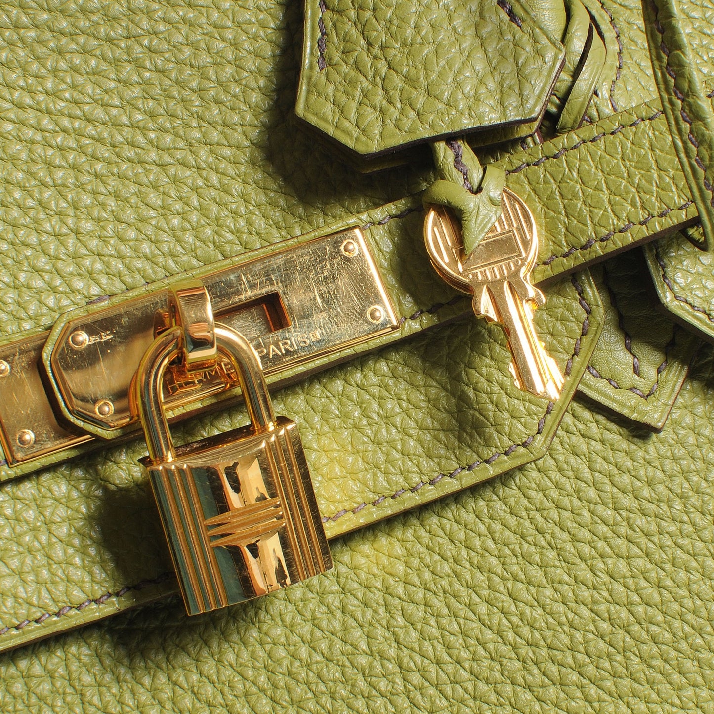 Taurillon Clemence Birkin 40 Vert Anis