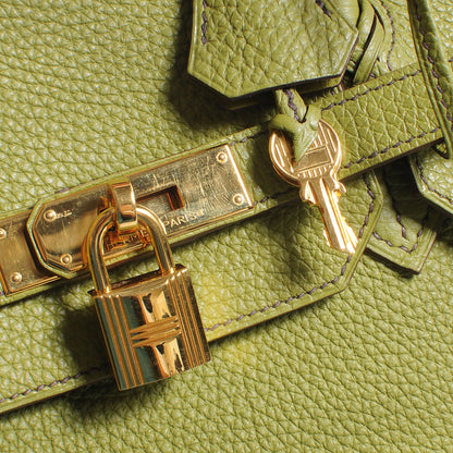 Hermes Taurillon Clemence Birkin 40 Vert Anis 5 of 10