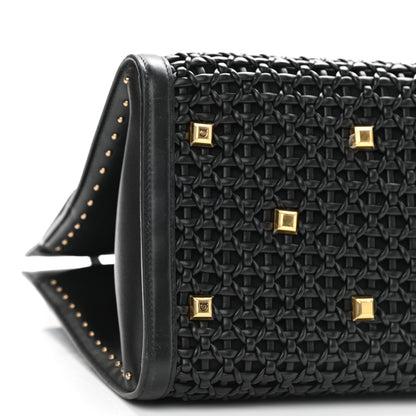 Salvatore Ferragamo Woven Calfskin Medium Studio Top Handle Bag Black 7 of 14