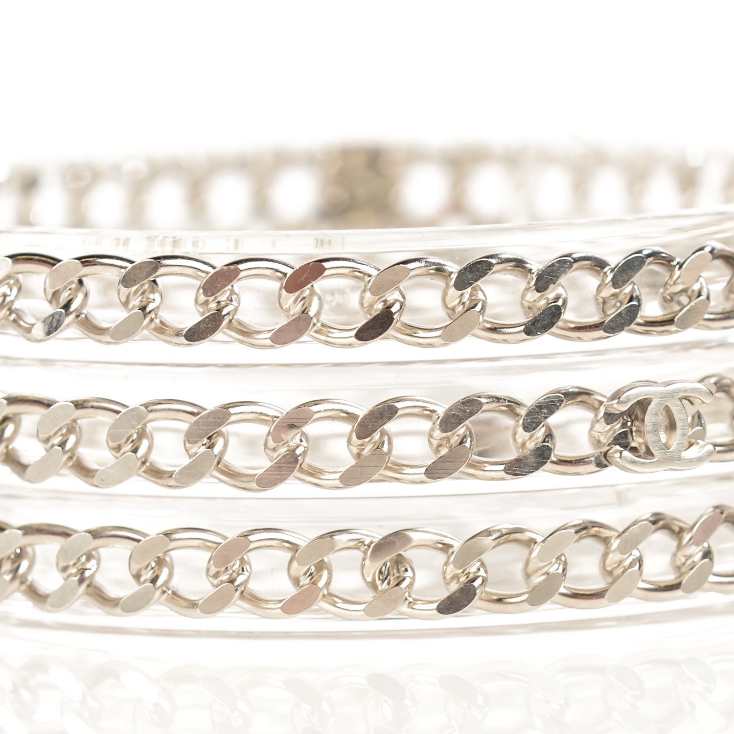 Chanel Translucent Resin Chain CC Bracelet Set of 3 Silver 3 of 7