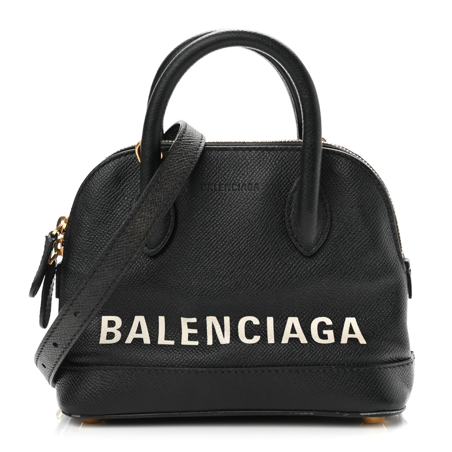 Balenciaga Signature Grained Calfskin XXS Ville Top Handle Bag Black White 1 of 14
