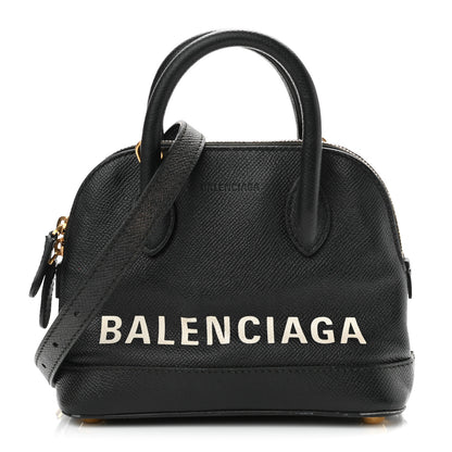 Balenciaga Signature Grained Calfskin XXS Ville Top Handle Bag Black White 1 of 14