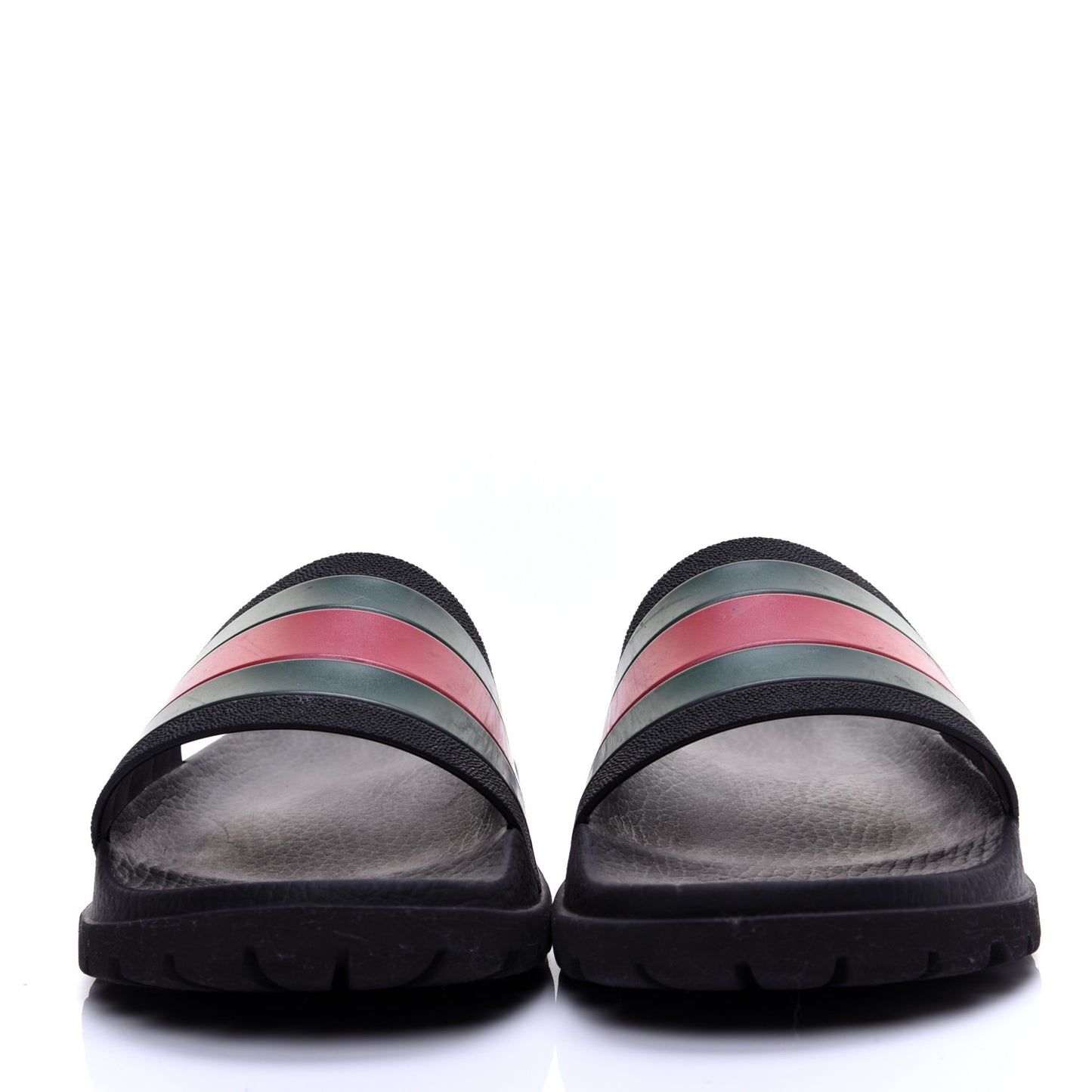 Rubber Web Mens Lug Sole Slide Sandals 6 Black Green Red