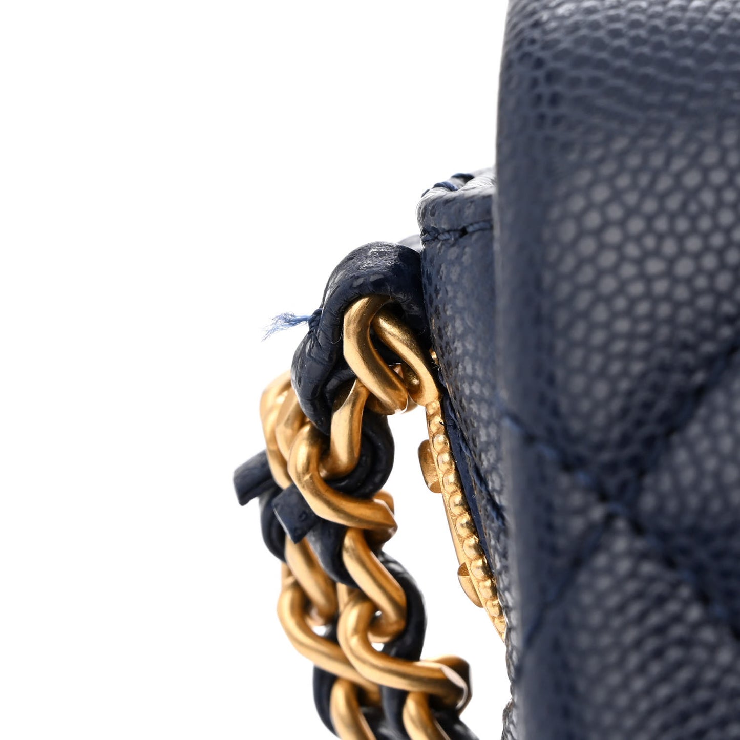 Caviar Quilted Small Twist Your Buttons Flap Blue
