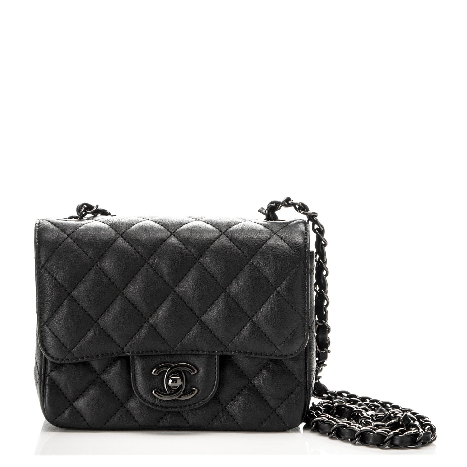 Chanel Crumpled Calfskin Quilted Mini Square Flap So Black 1 of 7