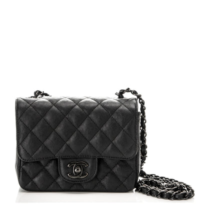 Chanel Crumpled Calfskin Quilted Mini Square Flap So Black 1 of 7