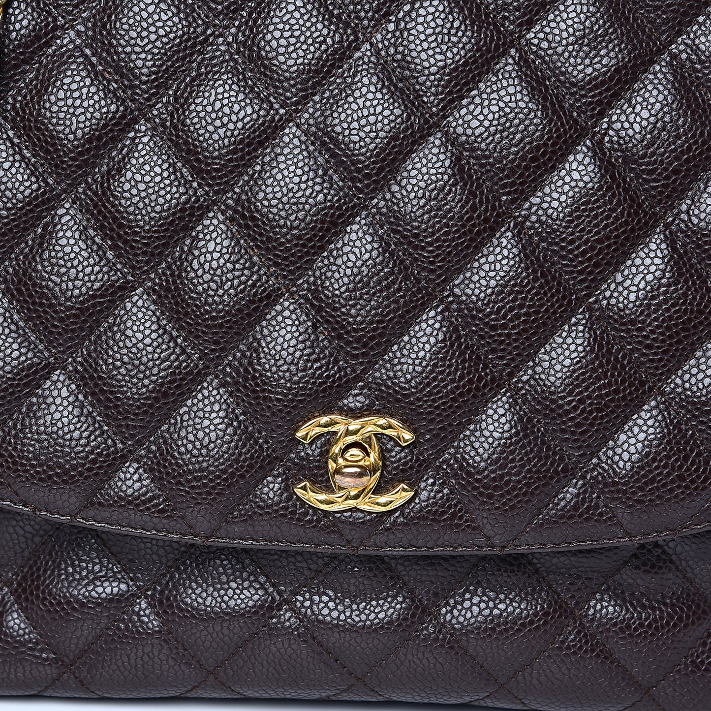Caviar Quilted Flap Camera Case Brown