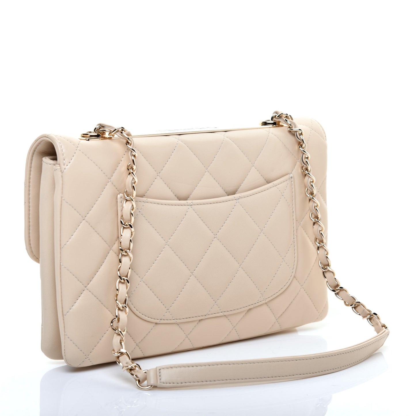 Lambskin Quilted Medium Trendy CC Flap Light Beige